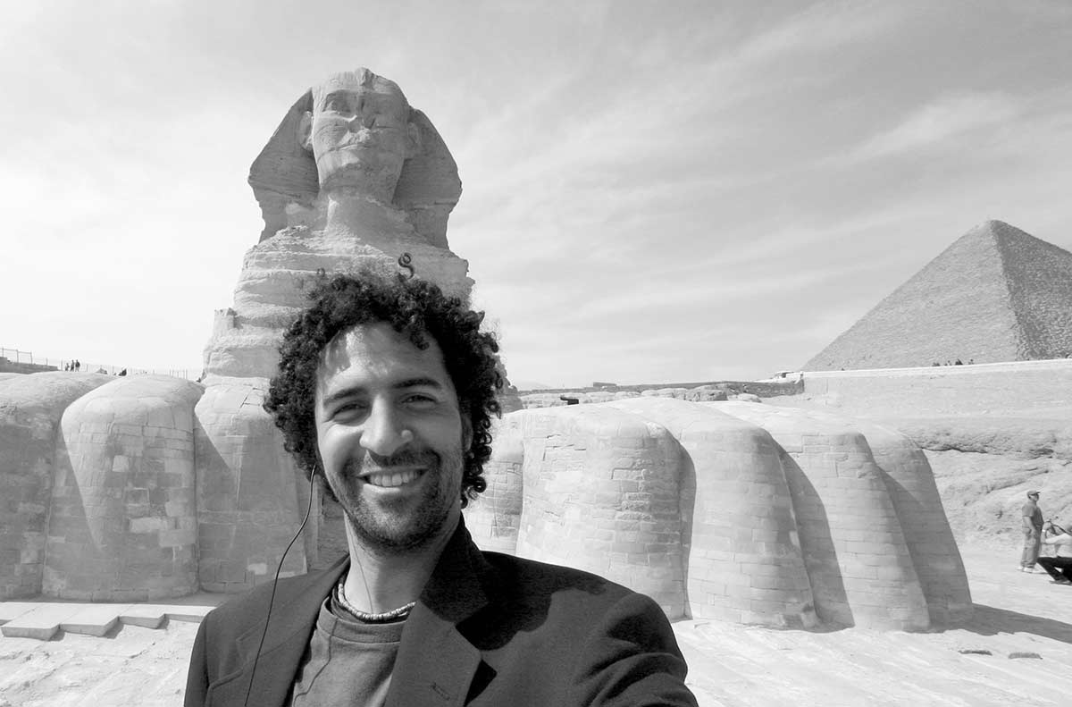 Benjamin Gandhi-Sheaprd at the Spynx in Egypt